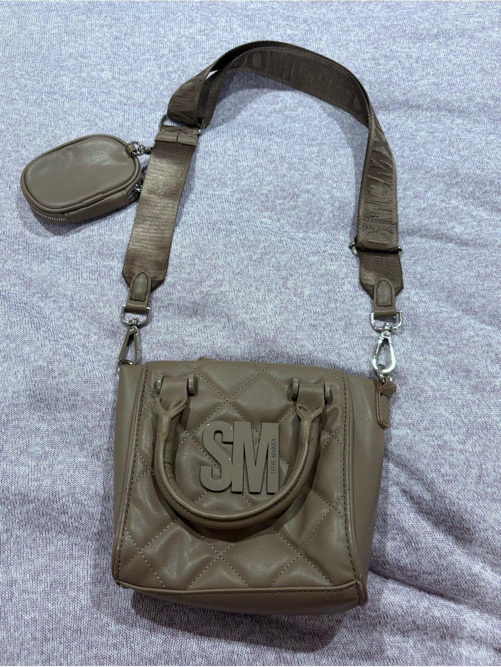 Steve Madden Quilted Crossbody Bag in Taupe